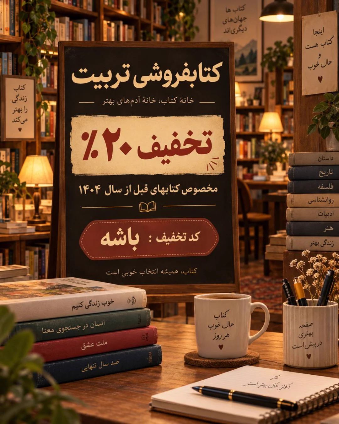 تخفیف ۲۰درصد برای کتابهای قبل از ۱۴۰۴ — کتاب تربیت تخفیف ۲۰درصد برای کتابهای قبل از ۱۴۰۴ — کتاب تربیت